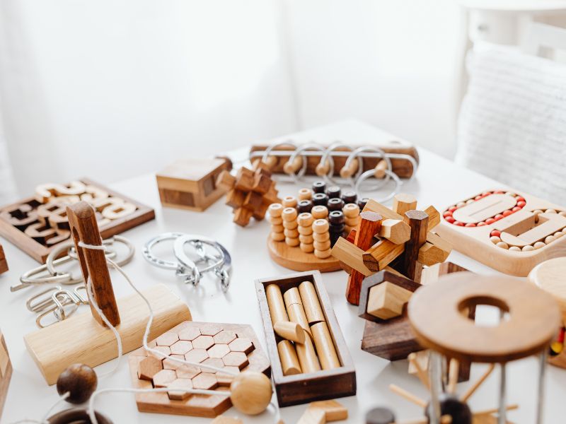 Handmade product on a wooden table with a neutral background